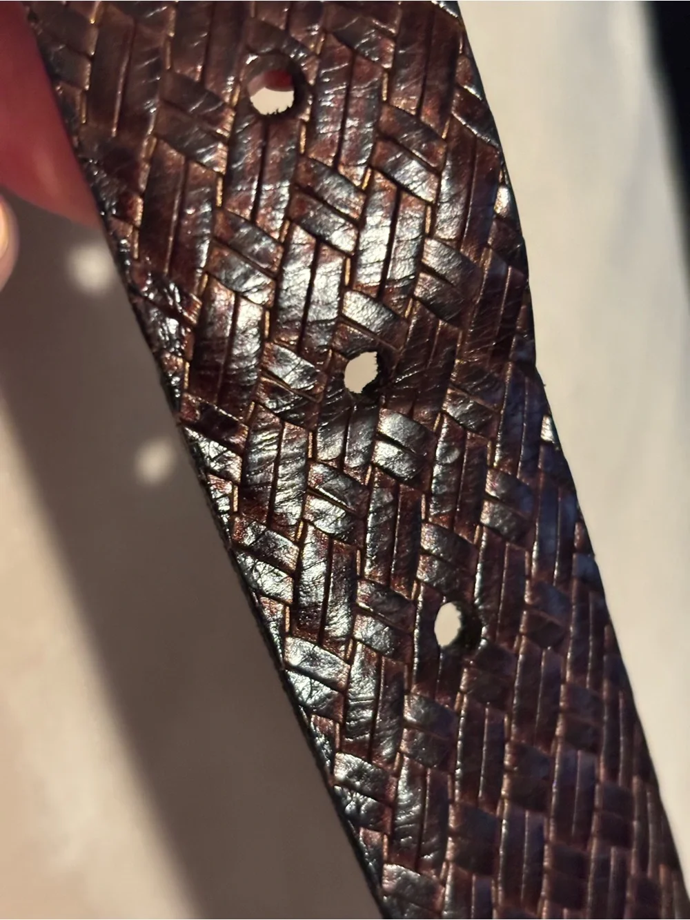 Classic Woven Dark Brown Mens Leather Belt luxury brand Gary’s Newport Beach 40